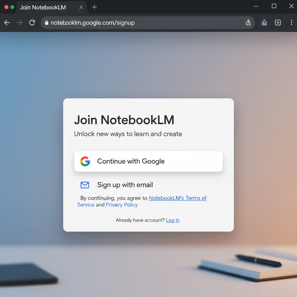 NotebookLM Sign-Up Process