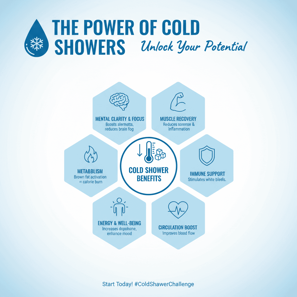 Infographic showing benefits of cold showers