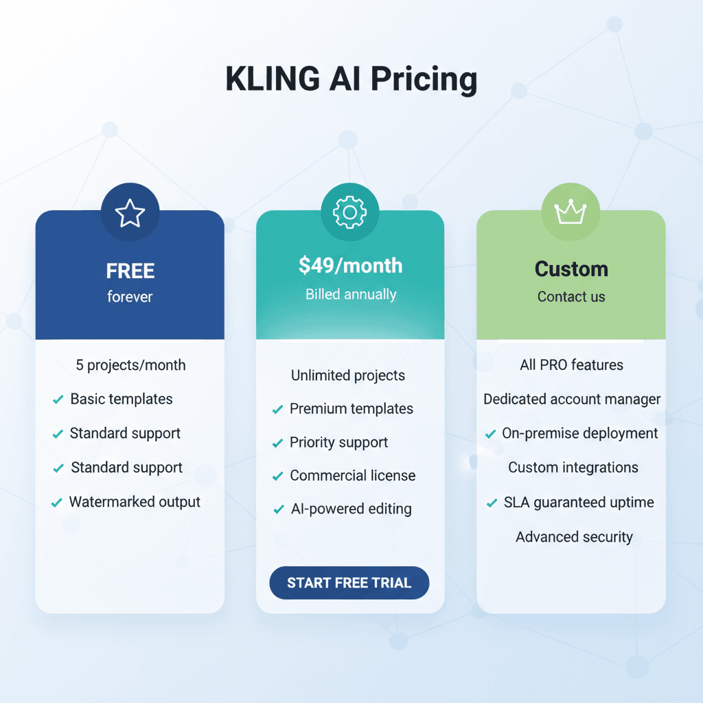 Kling AI 가격 정책 표