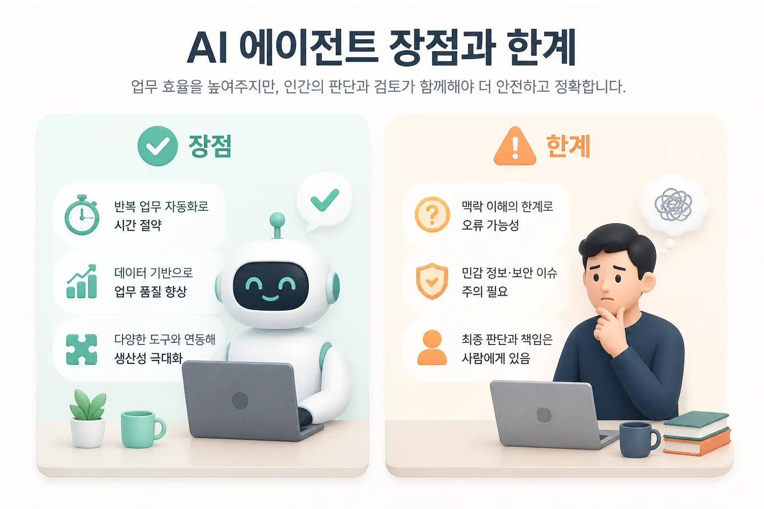 AI 에이전트 장점과 한계 설명