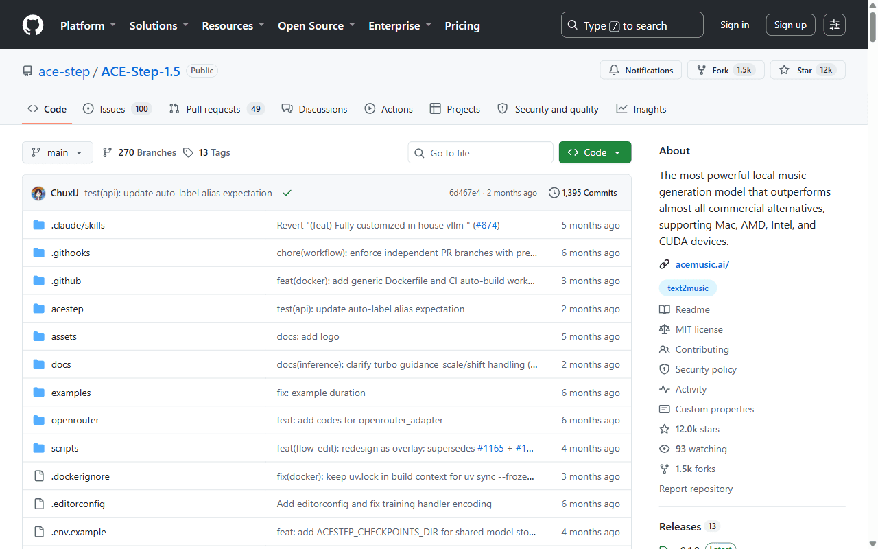 ACE-Step 1.5 GitHub 저장소